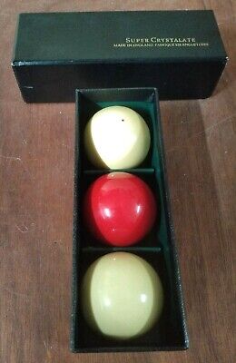 Antique Set of 3 Boxed Super Crystalate Billiard Balls, made Antique Set of 3 Boxed Super Crystalate Billiard Balls, made