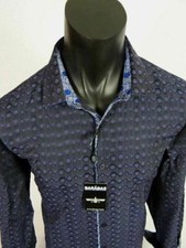 Mens Shirt Blue Charcoal Or Red Polka Dots Jacquard Button Barabas Classic Fit