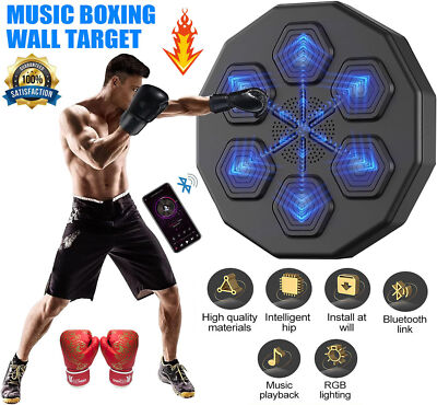 2024 Smart Music Boxing Machine Bluetooth Wall Target Training Exercise + Gloves