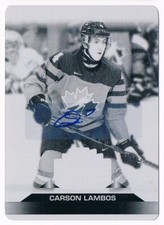 2022-23 UPPER DECK TEAM CANADA BLACK PRINTING PLATE 1/1 AUTO CARSON LAMBOS #72