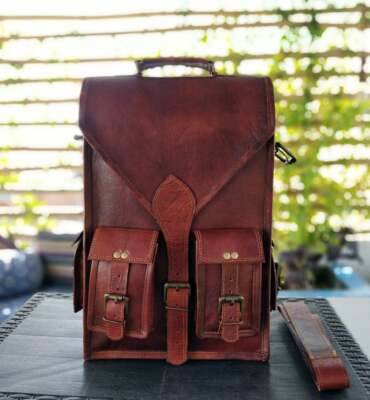 Genuine Leather Mens Backpack Shoulder Laptop Travel Rucksack School Bags Sale