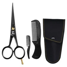 Beard and Mustache Scissors - Moustache Grooming Kit for Trimming Facial Hair -