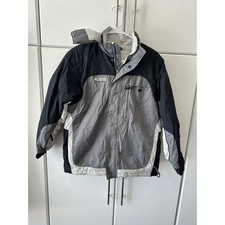 Columbia Tectonite Hooded Winter Jacket Grey Black Colorblock Youth Size 14/16