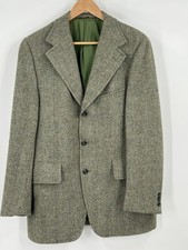 Vintage Men's 38R Herringbone Harris Tweed 3 Button Sports Coat Wide Lapel