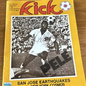 Pelé Autographed Kick Magazine San Jose Earthquakes vs. New York Cosmos Soccer