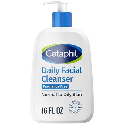 Cetaphil Daily Facial Wash Cleanser for Sensitive Combination to Oily Skin 16 Oz