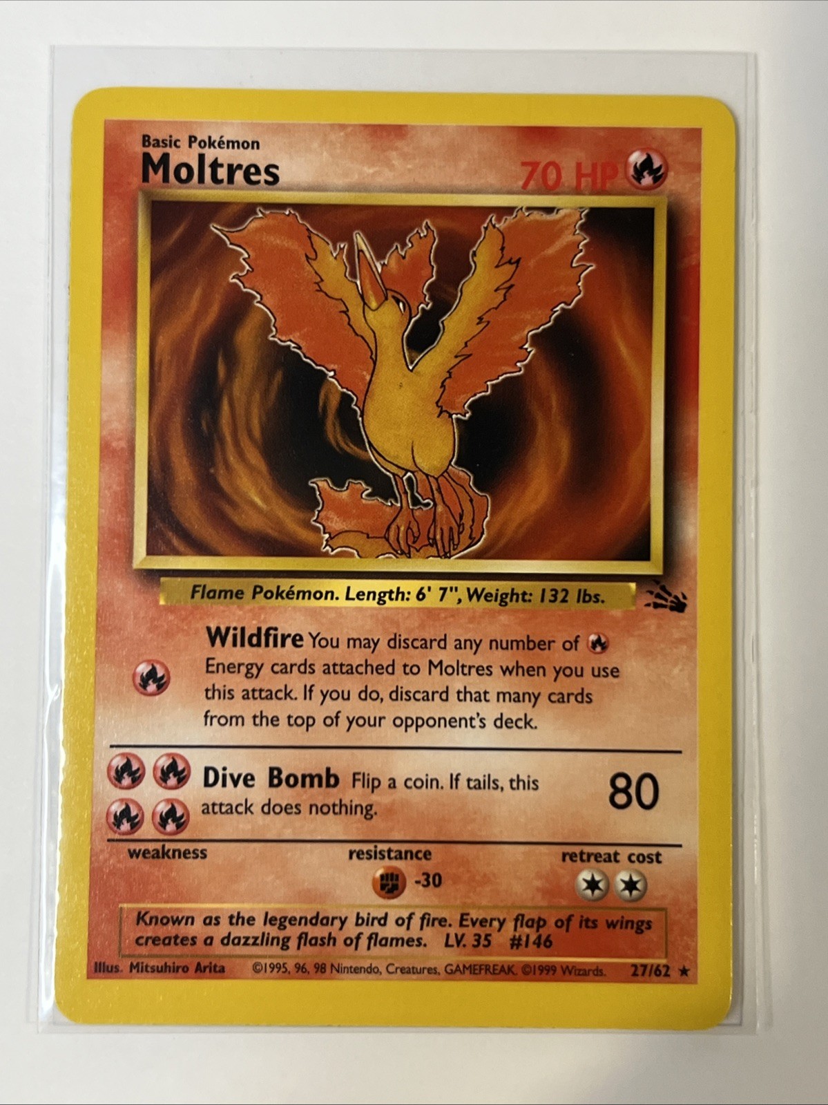 Moltres 27/62 Fossil Non Holo Rare Pokemon Card NM
