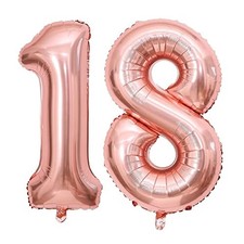 40 Inch Rose Gold 18 Number Balloons Giant 18 Balloons Rose Gold Birthday 18 ...