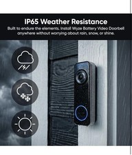 Akumulatorowy dzwonek wideo Wyze Bezprzewodowa kamera, 1536x1536 HD+ z kolorem czarnym 