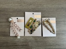 Kitsch Hair Pearl Barrette, Stackable Clip Set  Bun Twist Lot New