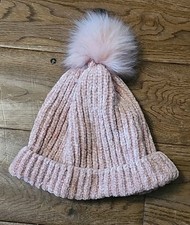 Image of Monsoon Pink Beanie Hat With Pom 6-10 Years