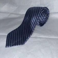 Perry Ellis portfolio 60% silk 40% polyester tie blue on black