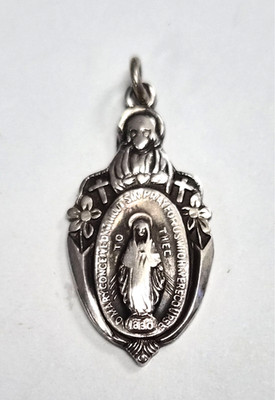 Antique Catholic Creed Sterling Silver Miraculous Mary Religious Medal ...