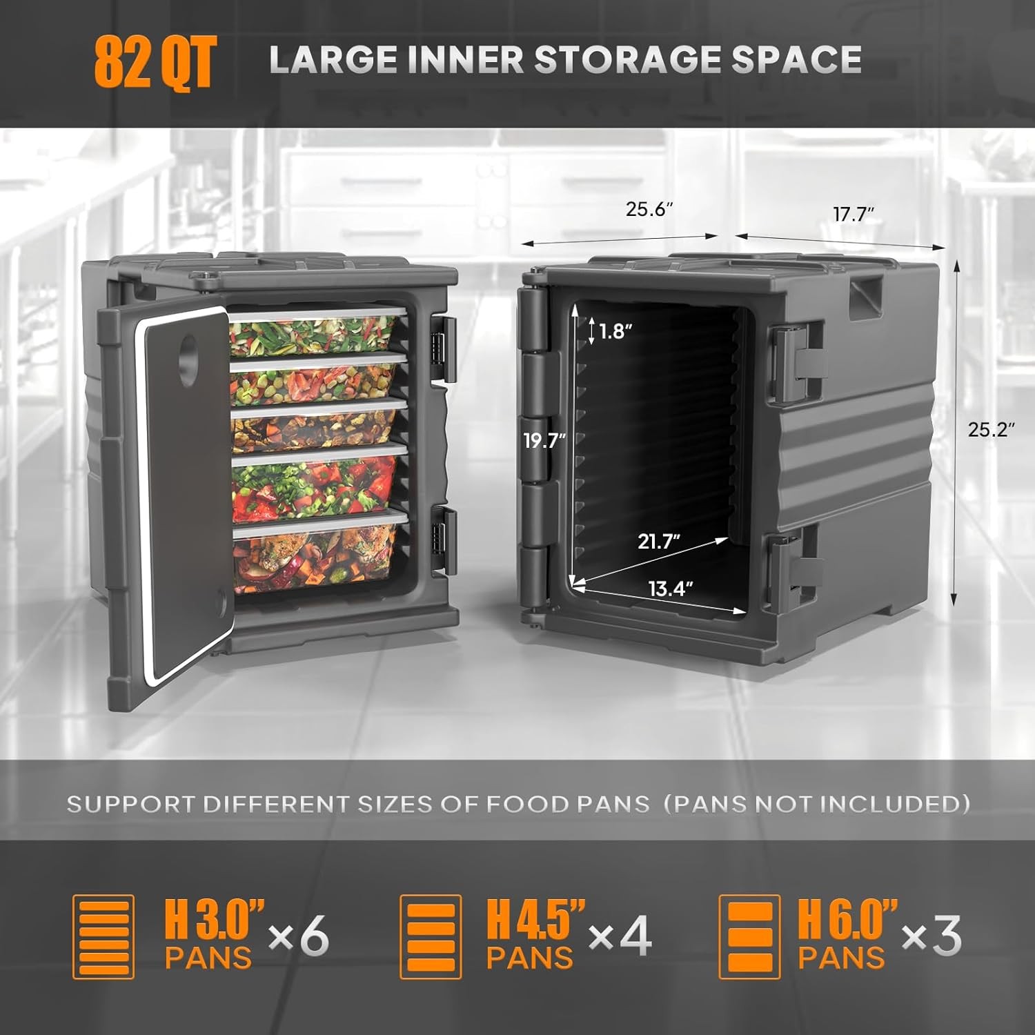 82QT Hot Box Food Warmer Insulated Food Pan Carrier with Wheels for Restaurant