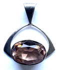 Vintage Sterling Silver & Peach Color Stone (topaz?, Cz?) Pendant — photo 2