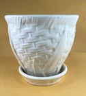 Nelson MCoy Basket Weave Leaf Flowerpot w/Saucer