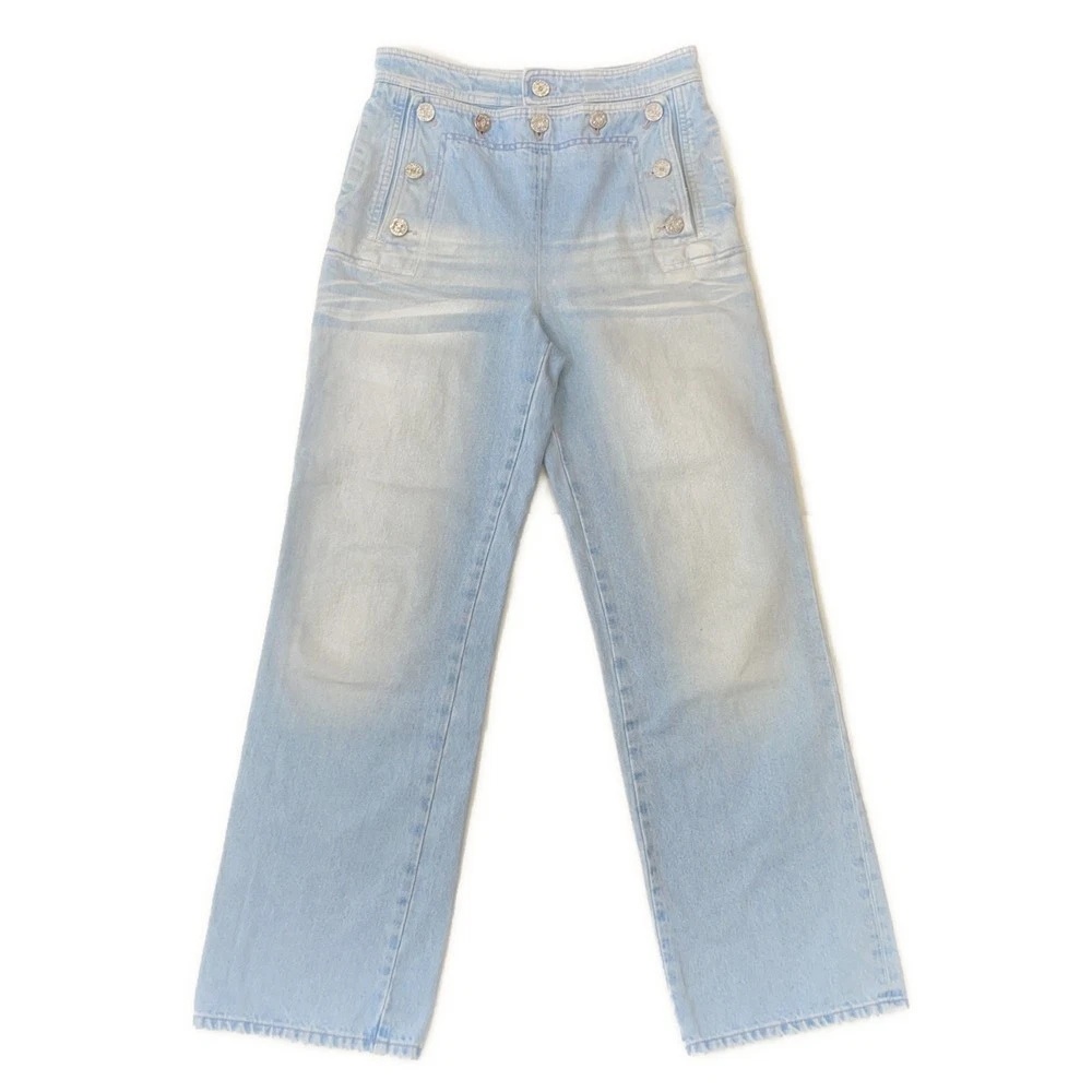 Chanel — CHANEL COCO Button Denim Pants Size 36 Cotton100% Light Blue P76228