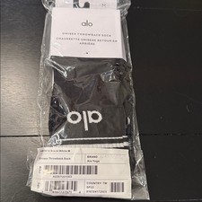 ALO Unisex Throwback Sock - Athletic BLACK WHITE NWT