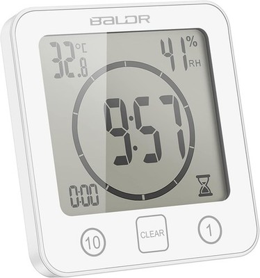 BALDR Badezimmeruhr LCD Digital Duschuhr Wecker Wasserdicht Touch Control