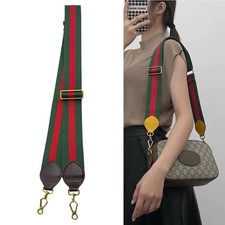 Nueva Bandolera Correa para el Hombro Gucci Repuesto Sin Logo Verde-Marrón Tela Cuero