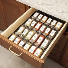 SpaceAid Spice Drawer Organizer with 24 Jars, 378 White 