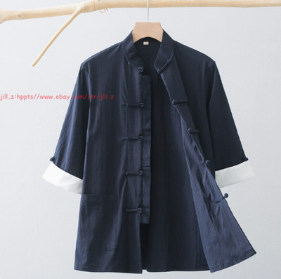 Men Chinese Tang Suit Tops Cotton Linen Jacket Tai Chi Kung Fu martial arts Coat
