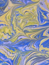 Handmade Marbled Paper 15 x 22" for Bookbinding, Endpapers, Book Arts