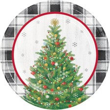 Holiday Tree 7 Inch Plates Paper 8 Per Pack Winter Tableware Supplies Decoration