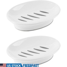 Dual Layer Soap Dish Holder Easy Clean Durable PP Plastic Shower Kitchen New