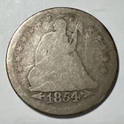 1854 Seated Liberty Silver Quarter Dollar with Arrows.