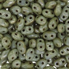 MiniDuo Beads Two Hole Seed Beads 4mm x 2mm Opaque Gray Picasso 8GM Tube