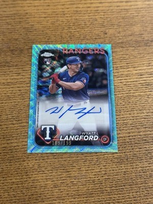Wyatt Langford 2024 Topps Chrome Aqua Wave Auto Autograph #189/199