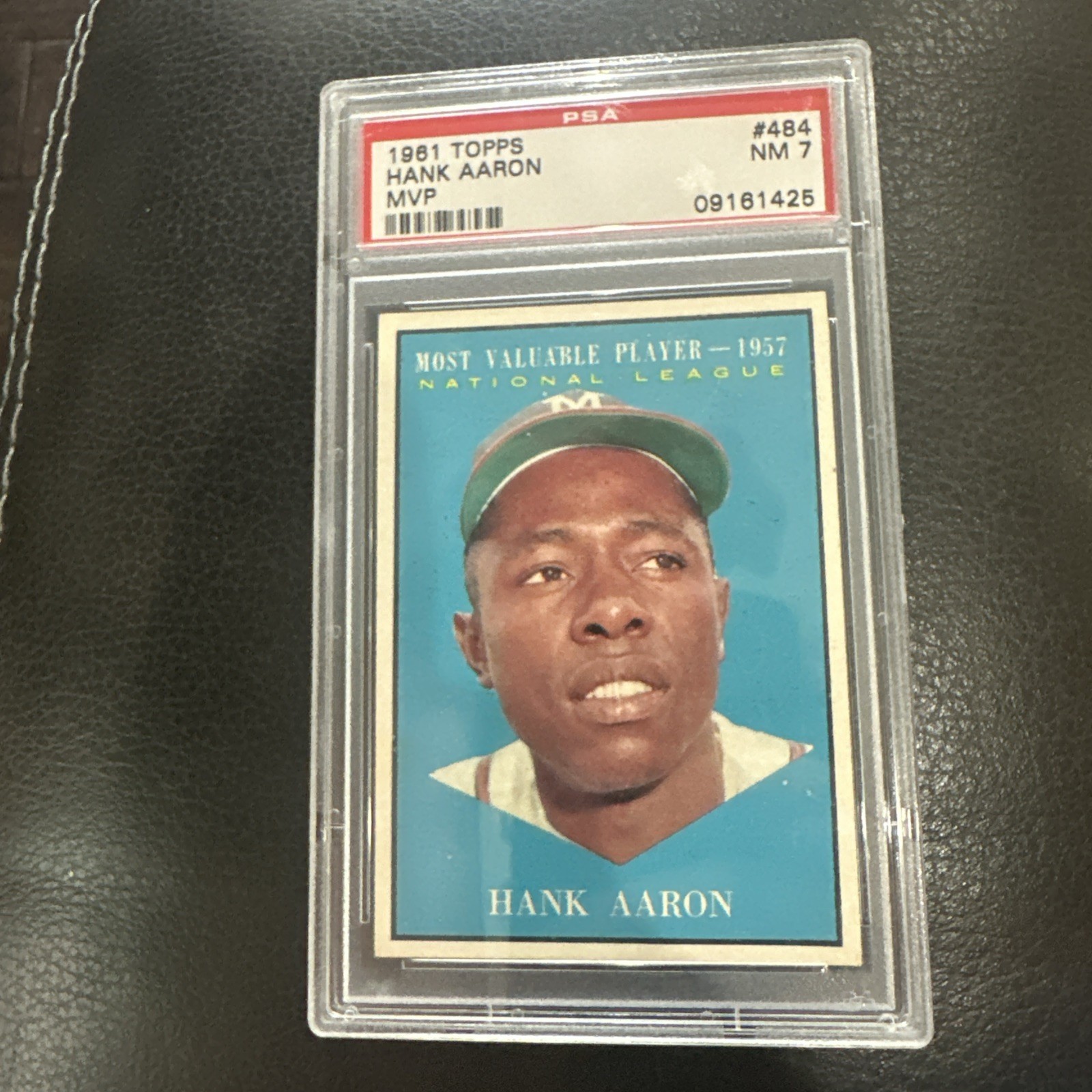 1961 Topps Hank Aaron MVP #484 PSA 7 NM Milwaukee Braves HOF Vintage