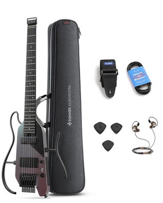   Donner HUSH X Pro Electric Guitar Headless Guitarra Electrica | Aurora Black