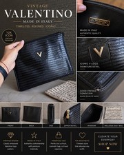 Vintage Valentino Black Monogram Cosmetic Bag Clutch Made In Italy With Dust Bag