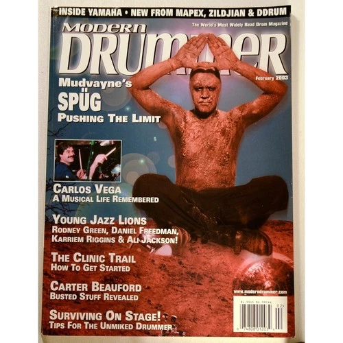 Modern Drummer Magazine Feb 2003 Mudvayne's Spüg Pushing the Limit