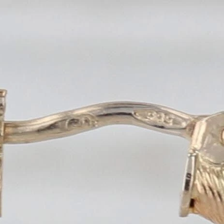 Multitoned Hoop Earrings 14k Yellow White Gold Snap Top Hoops - Image 4 of 4