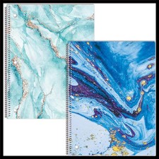 Spiral Notebook Set - 2 Pack College Ruled with Marble Cover Designs