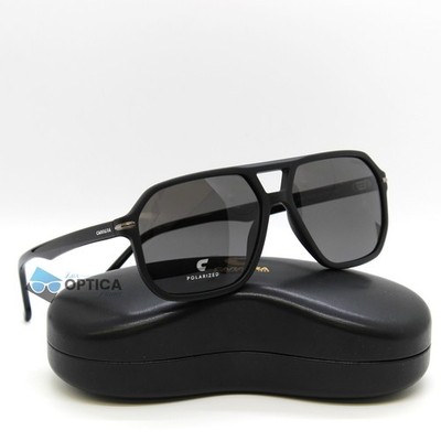 New CARRERA 302/S Grey Polarized Hexagon Sunglasses Matte Black Frame 003