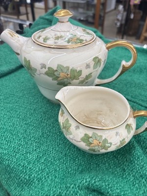Pope Gosser~American Ivy Tea Pot & Creamer Serving Set With Lid 1940's