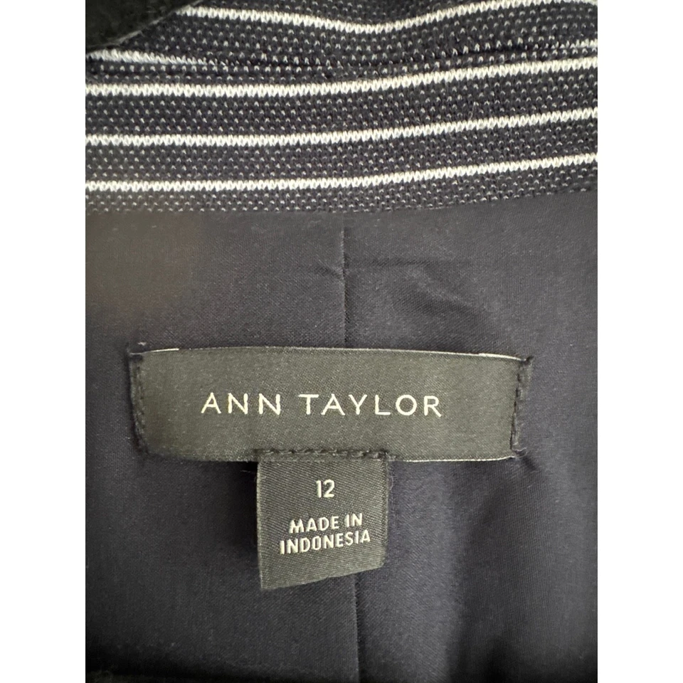 Blazer para mujer Ann Taylor ojo de pájaro tejido a rayas perla talla 12 náutico preppy Foto 3 de 4