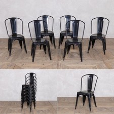 SET OF SIX TOLIX CHAIRS STEEL TOLIX CAFE RESTAURANT CHAIRS | DISTRESSED LOOK
