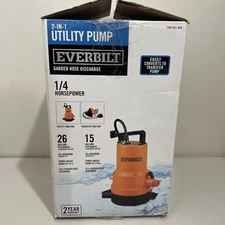 Everbilt 1/4 HP 2-in-1 Utility 1/4 HP Pump UTA02510 W/ Transfer Function 26 GPM