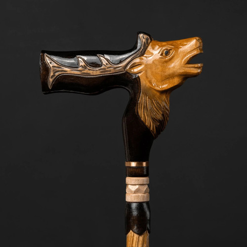 Handmade Red Deer Hand Carved Walking Cane, Handmade Walking Sticks