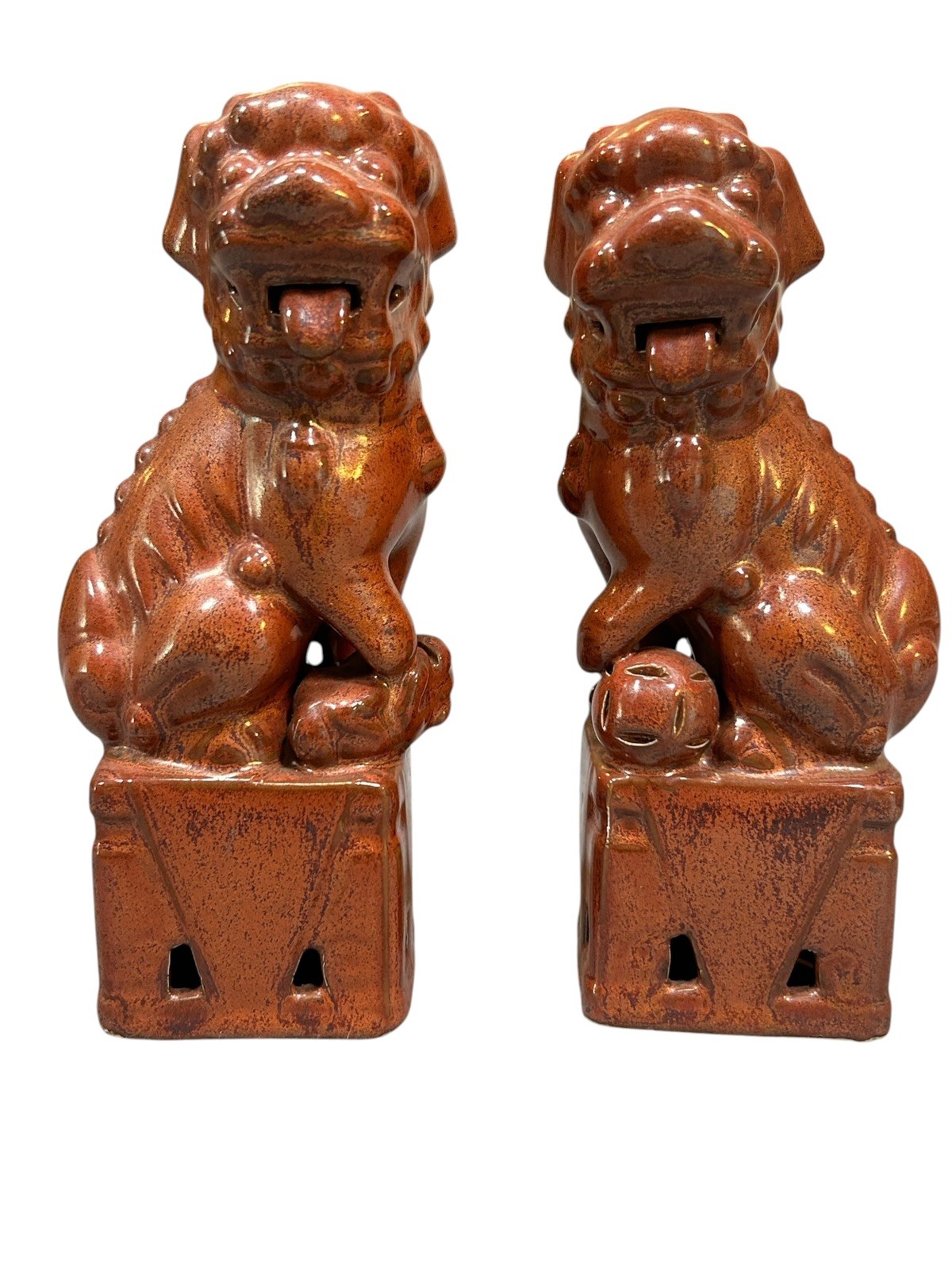 Pair Ceramic Foo Dogs bookends  Statue Guardion Decor made in Japan