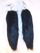 JUMBO BLACK FOX TAIL KEY CHAIN foxes wild animals NEW imatation animal fur NEW
