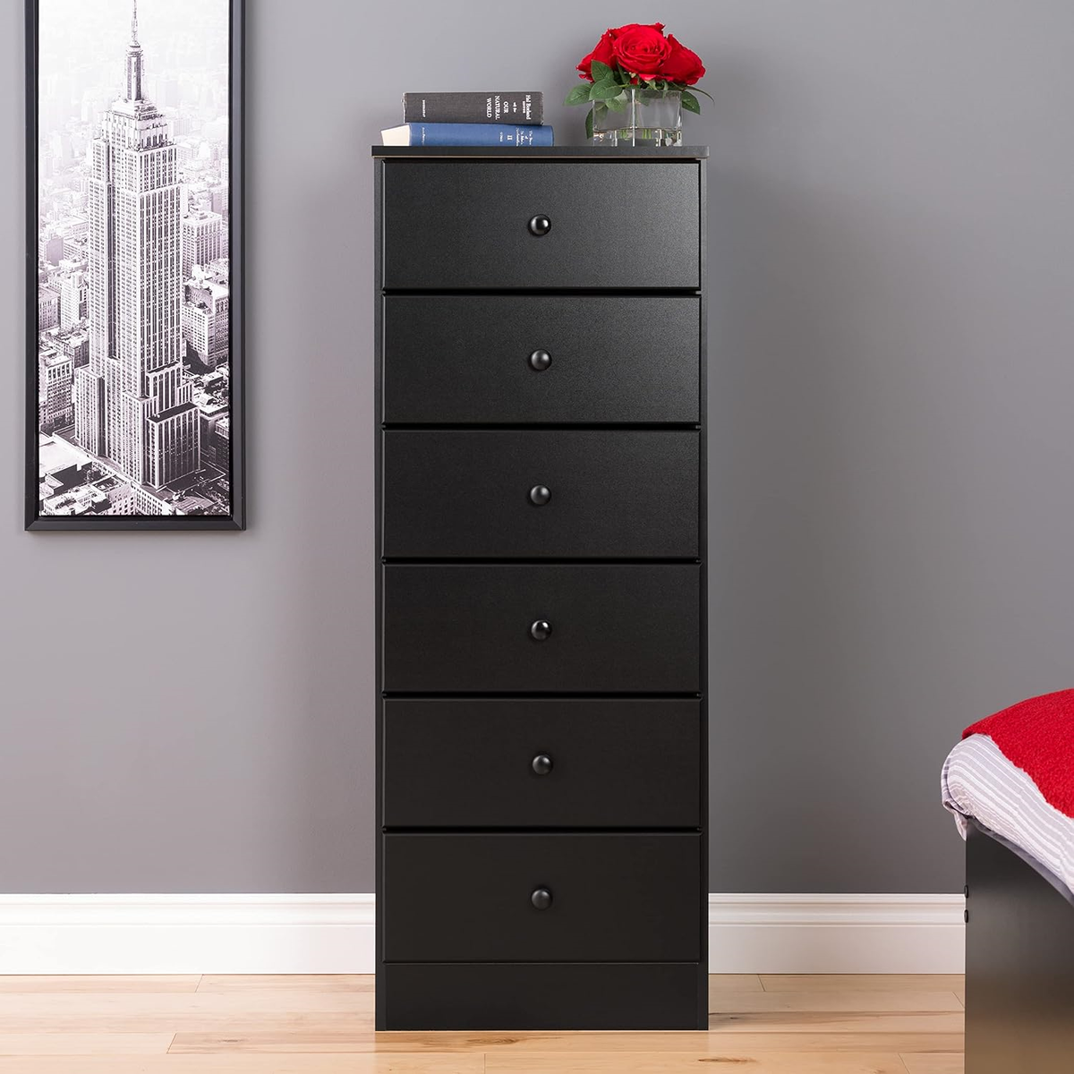 Prepac Astrid 6 Drawer Dresser for Bedroom, Tall Chest of Drawers