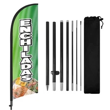 Enchiladas Feather Flag with Pole & Stake 8FT Swooper Banner Sign for Restaurant