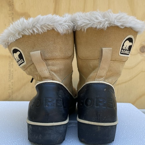 Sorel Tivoli Tan Suede Waterproof Winter Snow Boot Womens 6 Lace Up Faux Fur - Picture 5 of 11