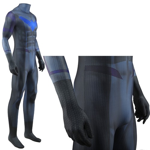 Cosplay The Batman Nightwing Robin Jumpsuit Superhero Adult Kids Bodysuit Mens - Picture 12 of 12